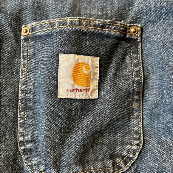 Carhartt “Southwest Look” Washed Denim Blanket-Lined Chore Coat (CB1003) - Picture 12 of 16